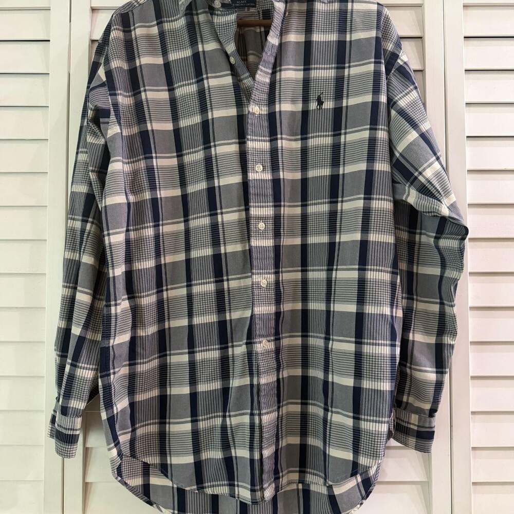 Ralph Lauren Men's Blue and White Shirt